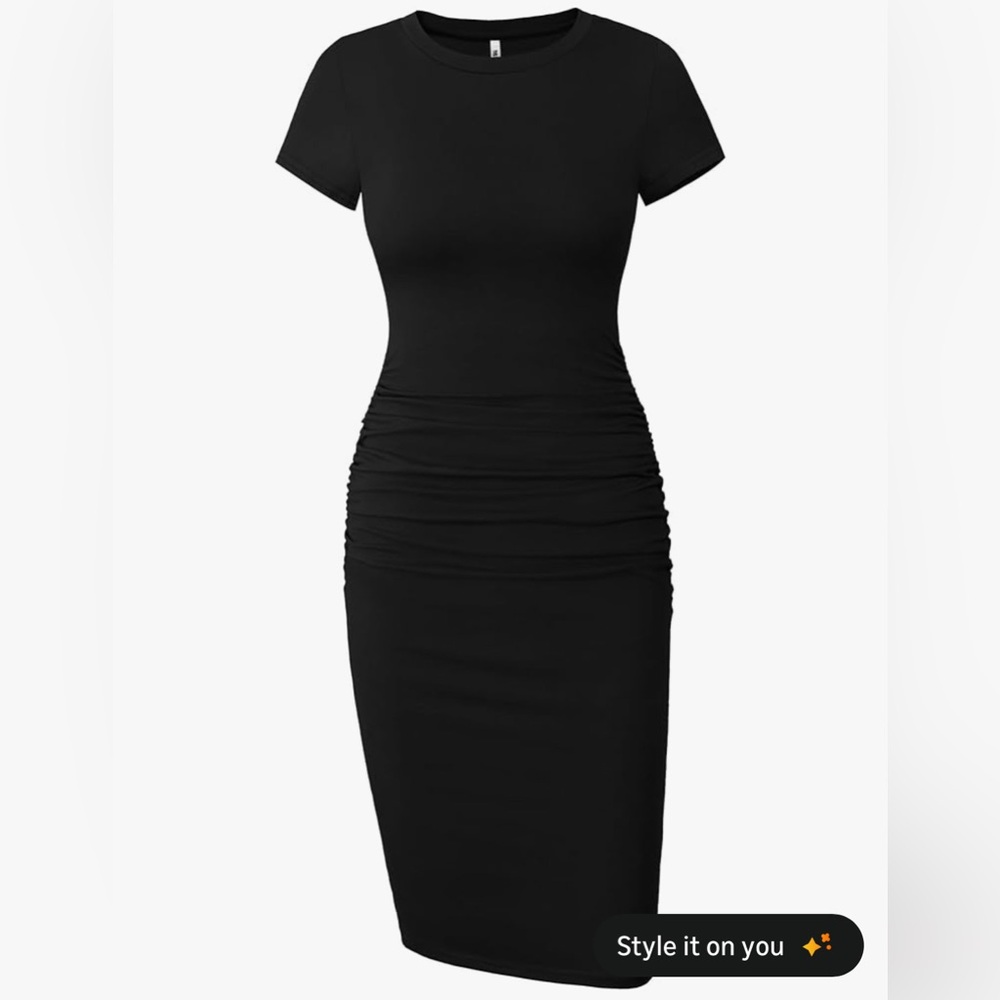 Stylish Black Ruched Dress
